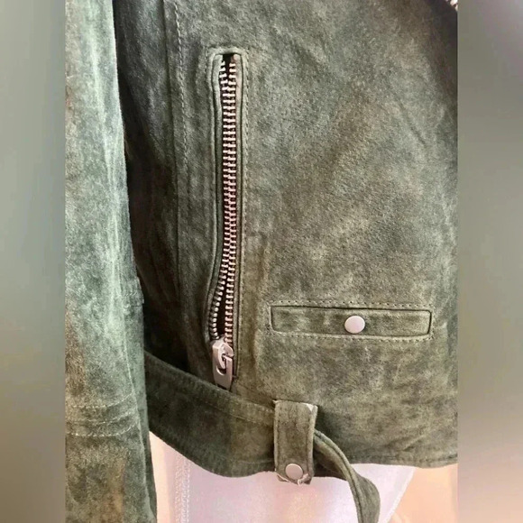 BlankNYC Suede Olive Green Moto Jacket Size Small - Picture 7 of 16